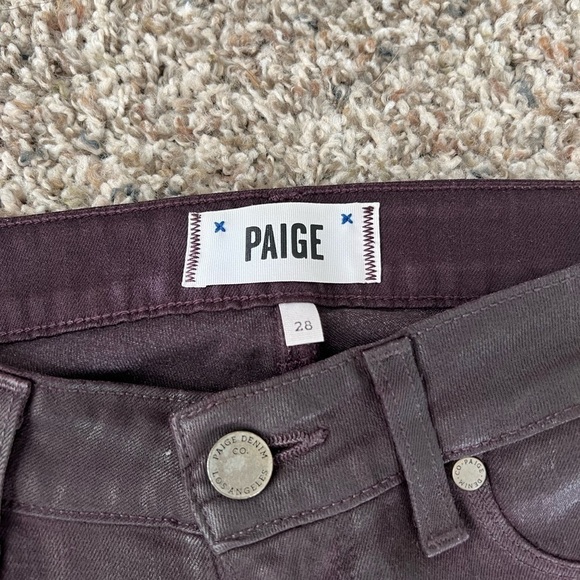 Paige Verdugo Coated Black Cherry Silk Skinny Jeans - Picture 3 of 7